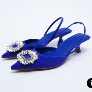 NWT ZARA SHIMMERY SLINGBACK HEELS